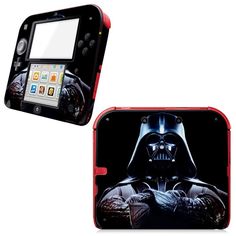 two nintendo wii game systems, one with darth vader on it