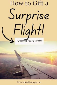 an airplane wing with the words how to gift a surprise flight