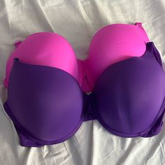 Victoria’s Secret Pink Bras In Purple & Pink Size 36ddd The Purple One Doesn’t Have A Tag Inside . The Pink One Does Have A Tag . These Were Never Worn , The Cups Only Have Those Marks Because There Was Stuff On Top Of It If You Wash It The Cups Will Pop Up Evenly Again. Vs Pink, Vs Pink Outfit, Pink Bras, Vs Pink Bras, Beautiful Bra, Bra Panty, Pink Bra, Bra Styles, The Purple