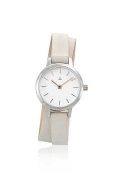 Chic and feminine silver watch with a long leather strap which wraps twice around the wrist. All of our watches are exclusively designed by Shlomit and manufactured as a limited edition. The body of the watch is made of Stainless Steel which is strong and durable, with a brushed golden finish, covered with mineral glass. The strap is 100% genuine leather. The Mechanism is Japanese QUARTZ. The watch is water resistant but in order to protect the strap over time we do not recommend bathing with it White Gold Watches With Leather Strap, Timeless White Gold Watch With Leather Strap, Elegant Everyday White Watches, Elegant White Everyday Watches, Adjustable Silver Leather Watch Accessories, Minimalist Silver Watch With Bracelet Strap, Silver Timeless Watch For Everyday Use, Minimalist Silver Watches With Bracelet Strap, Timeless Adjustable Watch Accessories