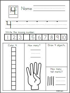 a printable worksheet for the number 3 with hand and numbers on it