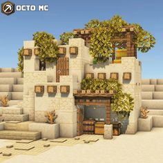 Mc Desert House, Desert House Minecraft Ideas, Minecraft Oasis House, Minecraft Desert House Interior, Desert Home Minecraft, Minecraft Badlands Base, Minecraft Desert Palette, Minecraft Oasis Ideas, Desert Houses Minecraft