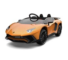 an orange sports car on a white background