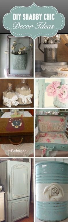 several pictures of shabby chic furniture in different styles and colors, including an old dresser