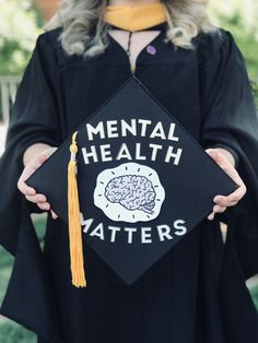 Masters In Counseling Graduation Cap, Graduation Cap Designs Therapist, Counseling Graduation Pictures, Graduation Cap Designs Counseling, College Graduation Cap Ideas Psychology, Masters In Psychology Grad Cap, Therapist Graduation Pictures