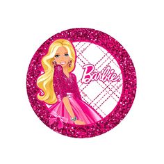 a barbie doll with pink glitter on it