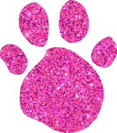 an animal paw print with pink glitter