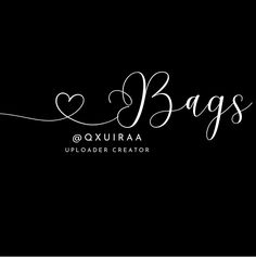 black and white logo with the word bags written in cursive writing on it