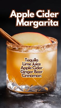 an apple cider margarita with cinnamon garnish