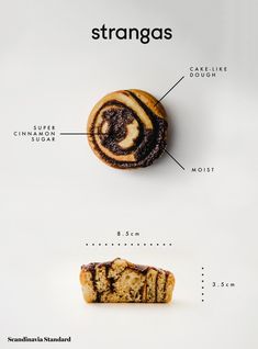 two different types of food on a white surface with the words stranges written below it