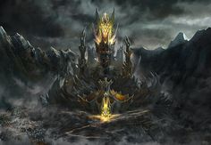 an artistic image of a giant throne in the middle of nowhere