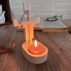 a candle that is sitting on a table