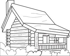 FREE Printable Log Cabin Coloring Page for Kids Cabin Coloring Pages, Drawing Wood, Autumn Leaf Color, Thanksgiving Coloring, Wood Projects For Kids, Kid Coloring Page, Beginner Crafts, Barn Painting