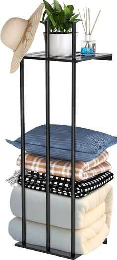 PRICES MAY VARY. ✔STURDY & STRONG - Blanket Holder is high quality metal material and adapt powder spraying technology,. NO BEND, RUST, or TARNISH!! It makes the Blanket Rack good quality with high hardness, sturdy and strong bearing force that can be used for a long time. ✔MULTIFUNCTIONAL USE - The blanket rack can store quilts, blanket towels, clothes, etc. on the lower layer, the upper layer can be placed some potted plants and aromatherapy, and the above 3pcs poles also can hang hats, bags, Blanket Storage Living Room, Ladder Blanket, Wall Blanket, Blanket Holder, Blanket Rack, Living Room Blanket, Shelf For Living Room, Blanket On Wall, Rack Clothes