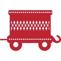 a red truck with an ornamental pattern on the side and wheels is shown in this image