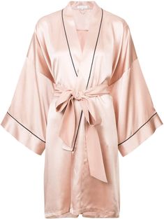 Short Gown Dress, Silk Bathrobe, Designer Pajamas, Silk Dressing Gown, Olivia Von Halle, Poppy Delevingne, Chanel Cruise, Satin Kimono, Claudia Schiffer