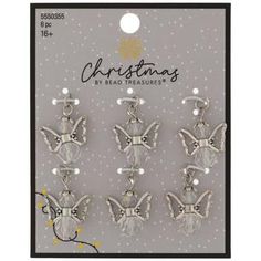 Dimensions: 16.4 mm x 17.8 mm x 8 mm Material: Plastic & Metal Color: Clear Metal Color: Silver Age Grade: 16+ Quantity: 6 Create holiday-inspired jewelry with Angel Bead Charms this season. These cute charms have metal wings and clear bead bodies to resemble angels! Use them to make bracelets, necklaces, and earrings that can be gifted to friends and family. Hobby Lobby, Make Bracelets, Metal Wings, Silver Age, Have Metal, Cute Charms, Inspired Jewelry, Christmas Jewelry, Metal Color