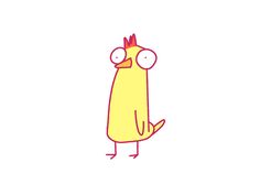 a drawing of a yellow bird with glasses