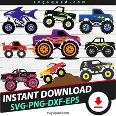 monster trucks svg dxf files