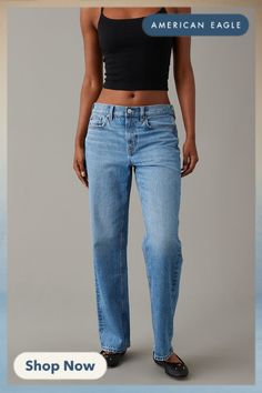 Rigid in the front. Stretchy in the back. Magic all over with innovative 50/50 construction/Comfort Stretch Waistband for an extra dose of comfy!/Medium wash Denim Outfits, Women's Jeans, Low Rise Jeans Outfit, Low Rise Jeans, Mid Rise Jeans, Cool Stuff, Jean Outfits, Straight Leg Pants, Wide Leg Jeans