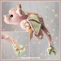 a crocheted pink and white stuffed animal