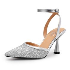 PRICES MAY VARY. 【Stiletto Heels】Sparkly silver style with classic pointed toe, wrap-around ankle strap and stiletto heel design makes you glamorous and eye-catching! 【Closed Toe Heels】Closed toe women's heels are made of premium soft and comfortable lining, cushioning latex insole, and unique heel design to ensure your every step is smooth and secure. 【Slingback Heels for Women】Wrap-around ankle strap and adjustable buckle closure allows for easy adjustment of the right ankle width, stylish and Heels Closed Toe, Heels Sparkly, Silver Kitten Heels, Silver Sparkly Heels, Unique Heels, Closed Toe Heels, Sparkly Heels, Silver Pumps, Womens Stilettos