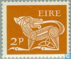 a stamp with an image of a dog on it's back and the word fire written