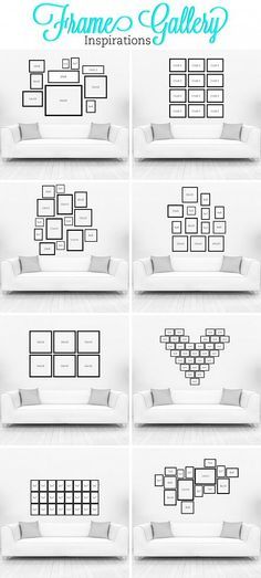 a bunch of couches that are arranged in different shapes and sizes, all with hearts on them