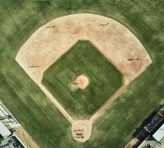 an aerial view of a baseball field from above