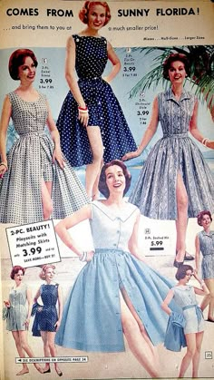 1950s Florida Fashions catalog pages | by nonasuch 50s 60s Fashion For Women, Retro 50s Aesthetic Outfits, 1950s Fashion Icons, 1950s Aesthetic Fashion, Late 50s Fashion, 1950s Summer Fashion, Fashion 60s Style, 40s Mode, Fashion 60s