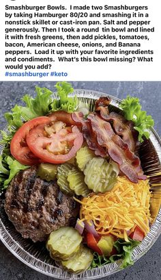 an image of a salad with meat and cheese on it in a paper plate that is sitting on a table