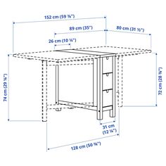 a drawing of a table with measurements