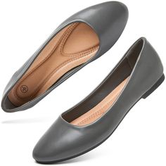 PRICES MAY VARY. 【Comfortable Flats Shoes】 :Womens black flats shoes upper of this shoe adopts the design of PU leather and soft insole, so it won't feel tired after wearing for a long time. It is very suitable for daily. 【Classic Round Toe Design】Classic round toe Flats shoes can make your feet look smaller and more feminine,the slip on shoes will not appear particularly narrow.More highlight your temperament. 【Slip on Style】: The flats shoes sole is made of very soft TPR material, which can be Slip On Shoes For Women, Gray Flats, Shoes Ballet Flats, Flats Shoes Comfortable, Womens Black Flats, Black Flats Shoes, Flat Dress Shoes, Leather Slip On Shoes, Shoes Comfortable