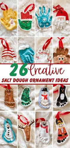 Get inspired with 26 unique salt dough ornament ideas that showcase your baby's handprints and footprints, including playful snowman, reindeer, elf, and penguin themes. These charming keepsakes are a wonderful way to commemorate the joy of the season! Salt Dough Reindeer Footprints, Christmas Handprint Salt Dough Ornaments, Salt Dough Christmas Handprint, Toddler Christmas Crafts Salt Dough, Reindeer Feet Ornament Salt Dough, Christmas Ornament Salt Dough, Salt Dough Recipe Christmas Ornaments, Salt Dough Christmas Ornaments Footprint, Christmas Salt Dough Handprint