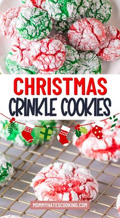 christmas crinkle cookies with cake mix Cake Mix Cookies Christmas, Best Cake Mix Cookies, Cookies With Cake Mix, Holiday Deserts, Best Cake Mix, Crackle Cookies, Lemon Crinkle Cookies