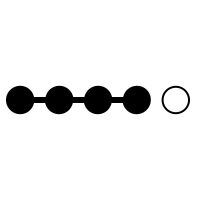 a black and white image of a chain with two circles on each side, one circle is smaller than the other