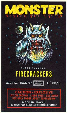 an advertisement for the monster movie, firecrackerers with monsters on it's face