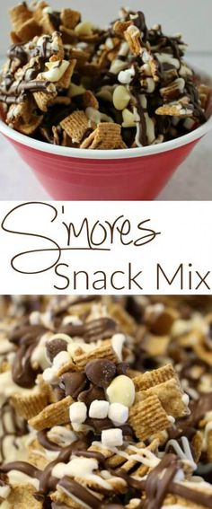 a bowl full of s'mores snack mix