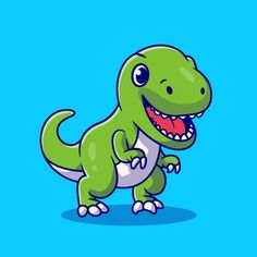 a cartoon dinosaur with its mouth open on a blue background