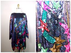 "Such a fun dress! It's hand embellished with sequins and beads all over in an abstract star design. It's in perfect condition! Measurements: Bust - 40\" Waist - 38\" Hips - 40\" Length - 33\" This dress comes from a pet-free and smoke-free home. If you would like more info or have any questions, please don't hesitate to ask!" Gold Beaded Dress, Abstract Star, Embellished Wedding Dress, Chain Dress, Exquisite Gowns, Fun Dress, Good Night Moon, Purple Silk, Star Design