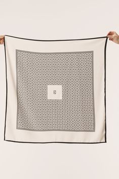 Square Monogram Silk Blend Scarf in Ivory – Elka Collective