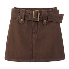 Lasaky - Vintage Inspired High Waist Khaki Mini Skirt Brown Bodycon Mini Skirt Jeans Marron, Khaki Mini Skirt, Short Pollera, Bodycon Mini Skirt, Belted Mini Skirt, High Waisted Denim Skirt, Mini Denim Skirt, Retro Skirt, Plaid Pleated Skirt