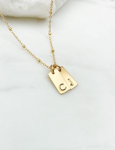 Mini Tag Necklace Initial Necklace Necklaces for Women Gift | Etsy Gold Necklace Letter, Sideways Initial Necklace, Dainty Initial Necklace, Tarnished Jewelry, Necklace Initial, Initial Necklace Gold, Dainty Gold Necklace, Initial Jewelry