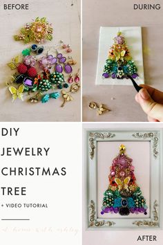 how to make a diy jewelry christmas tree with beads and other crafting supplies