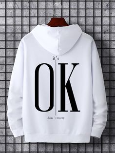 Blanco Calle Collar manga larga Tela Frase Pullovers Embellished Elástico Ligero Primavera/Otoño Sudaderas para hombre Custom Hoodies Ideas Design Men, Pull Over Outfits, Hoodie Print Design Ideas, Trendy Hoodies Men, Custom Hoodies Ideas, Guys Fashion Swag, Hype Clothing