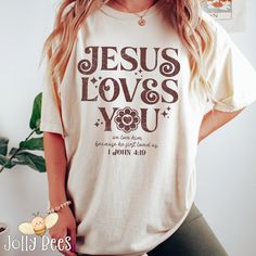 Jesus Loves You Tees, Jesus T-Shirt, Christian Shirt, Aesthetic Clothes, Bible Verse Shirt, Jesus Tees, Christian Merch, Christian Mama Shirts, Christian Merch, Jesus Tees, Bible Verse Shirt, Shirt Aesthetic, Biblical Inspiration, Jesus Tshirts, Mama Shirts, Christian Shirt