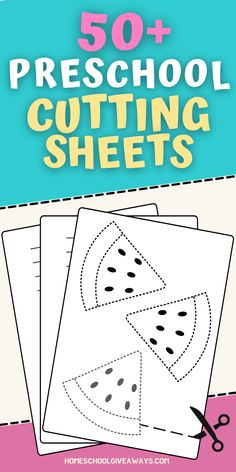 the 50 + preschool cutting sheets with scissors