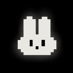 an image of a black and white rabbit pixelated in the dark with light coming from it's eyes