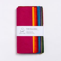 Pick up your scissors and get crafting with our new Felt Bundles. Felt is an incredibly versatile material that can be cut, sewn or glued to create a multitude of projects. From small embroidered tokens to dolls clothes or the possibilities are endless! We have curated a fantastic range on 13 colour palettes for you to choose from. Each bundle comes with 10 sheets of beautiful wool blended felt measuring approximately 22.5 cm square.  This particular Bundle is called Jewel. The bundle's colours Couture, Felt Kids, Beginner Knitting Pattern, Felt Squares, Felt Sheets, Seed Stitch, Knitting Kits, Dolls Clothes, Craft Materials