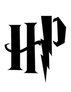 the logo for harry potter, which is black and white with lightning bolt on it